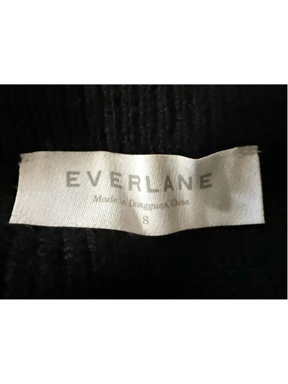 Everlane Black Cashmere Ribbed Crew Neck Sweater Small
